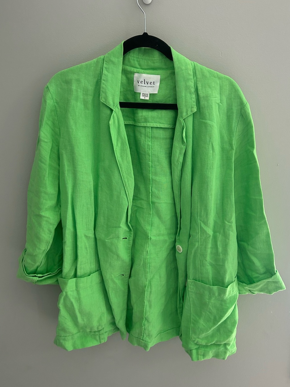 Velvet by Graham & Spencer Bright Lime Green Linen Blazer